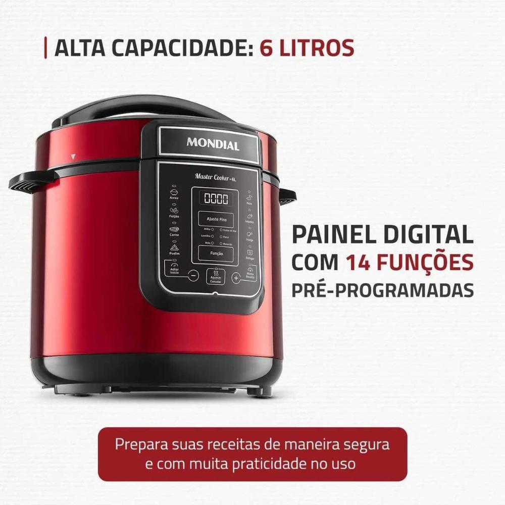 Miniatura Panela De Pressão Elétrica Mondial Pe-60-6L-Ri Vermelho 127V