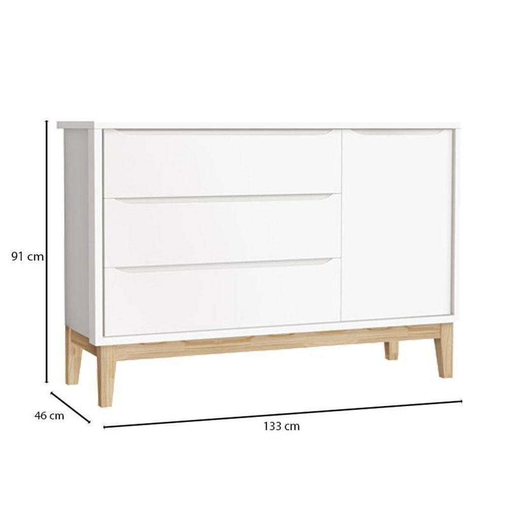 Miniatura Quarto De Bebê 3 Portas New Classic Branco Com Pés Madeira Natural E Colchão Gazin - Reller