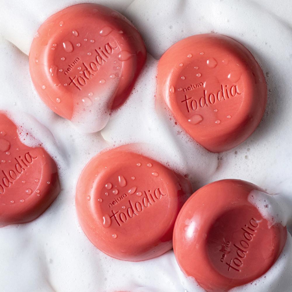 Miniatura Sabonete em Barra Natura Tododia Morango e Baunilha Dourada 5un 90g