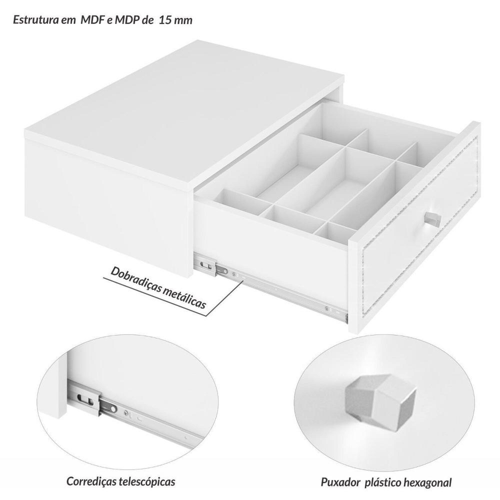 Miniatura Penteadeira Cabeceira Suspensa Strass Branco Ac