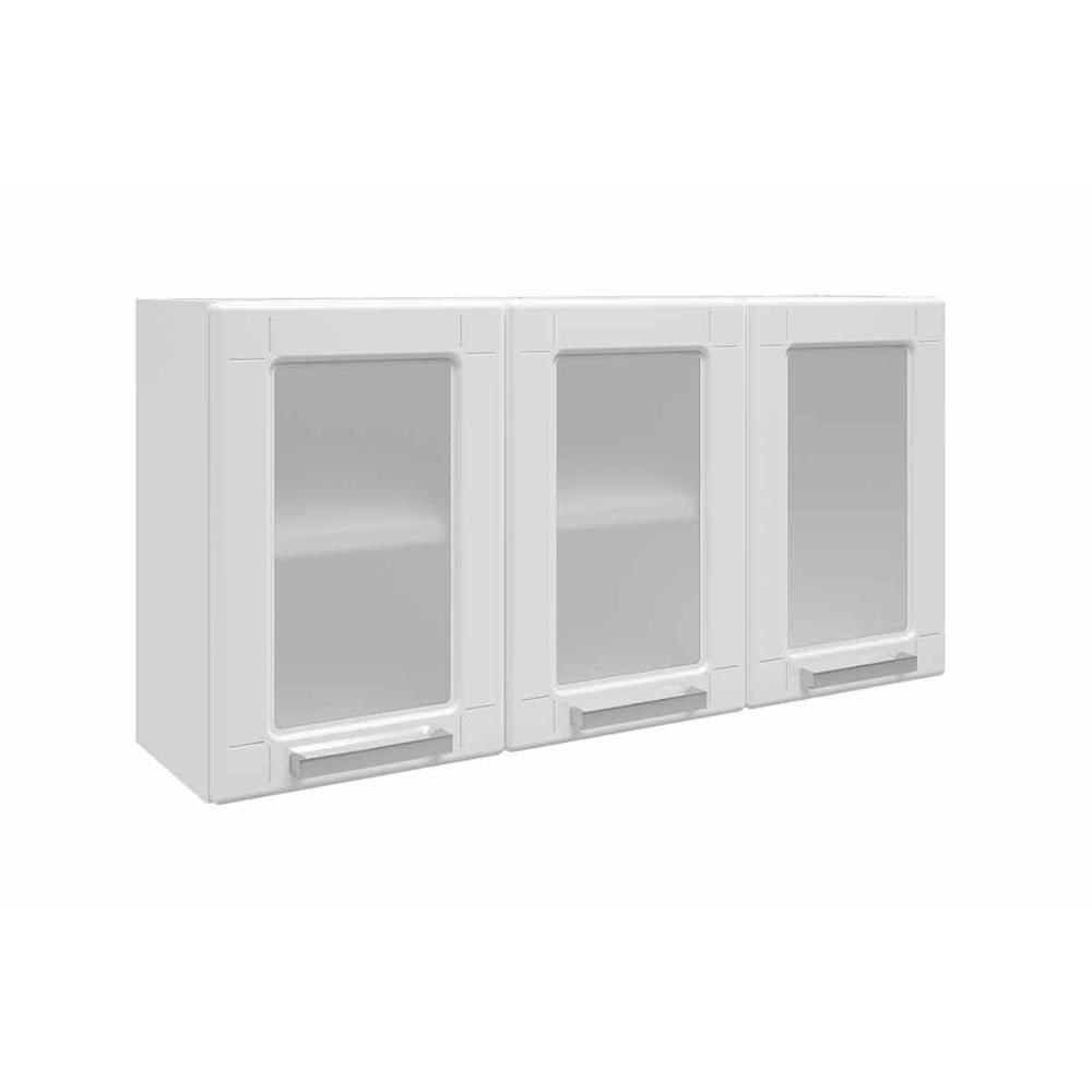 Miniatura Armário De Cozinha Modulado Múltipla 6010 3 Portas C/ Vidro Branco - Bertolini