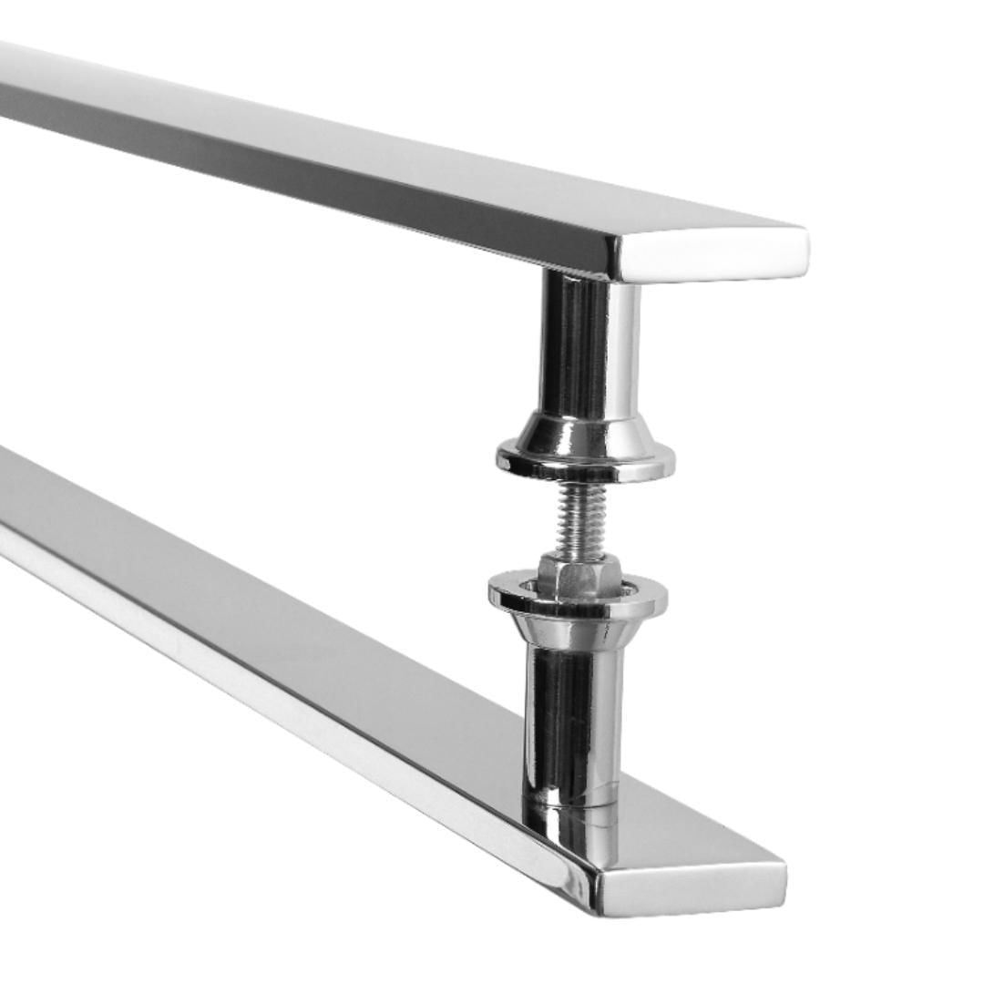 Miniatura Puxador Barra Chata Inox Para Porta De Madeira Vidro 70 Cm Puxador - Porta - Aço inox, madeira