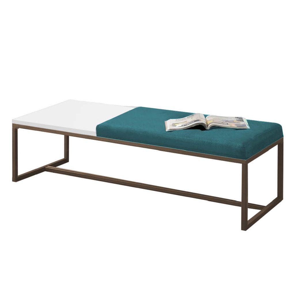 Miniatura Calçadeira Recamier Londres 195cm Marrom Suede Azul Turquesa Mdf Branco - Ahazzo Móveis