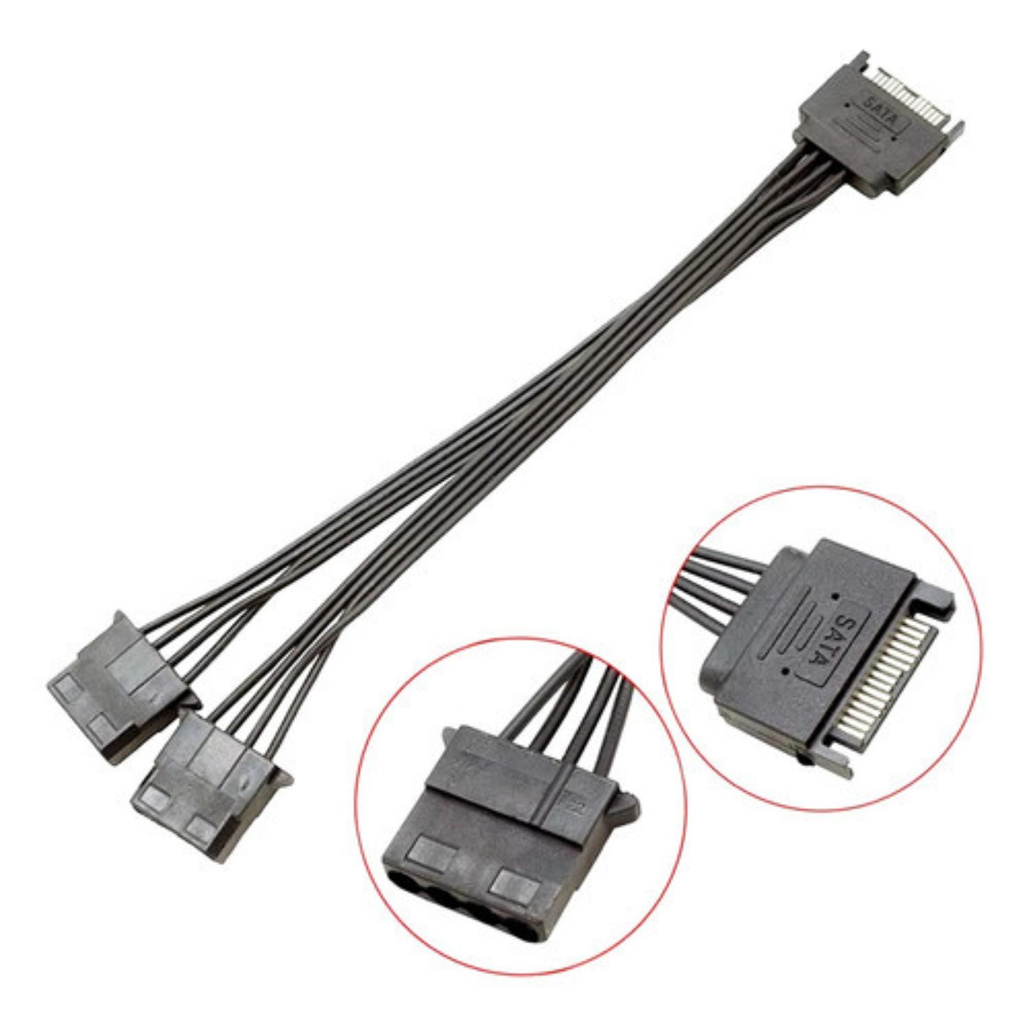 Miniatura Cabo Y Extensão Adaptador 1 Sata Macho 2 Ide Molex Fêmea