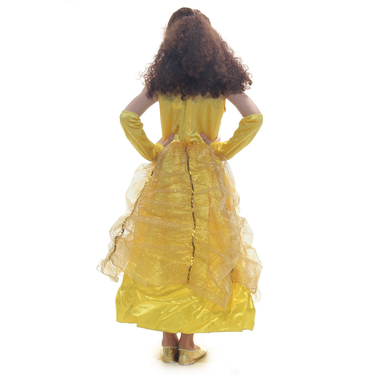 Miniatura Fantasia Princesa Dourada Vestido Infantil com Luvas G
