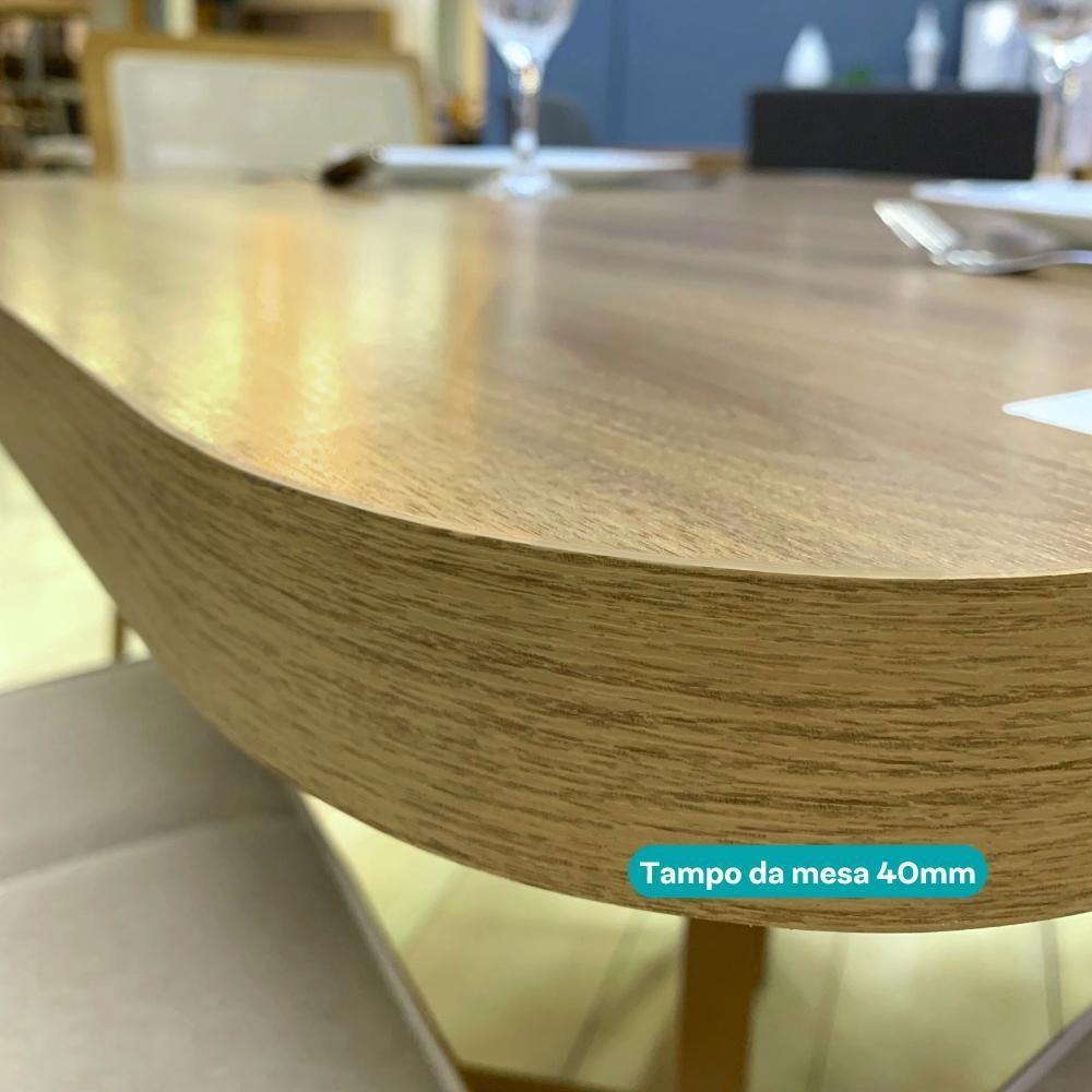 Conjunto Sala De Jantar 4 Cadeiras Charlotte Carraro Carvalho Dourado