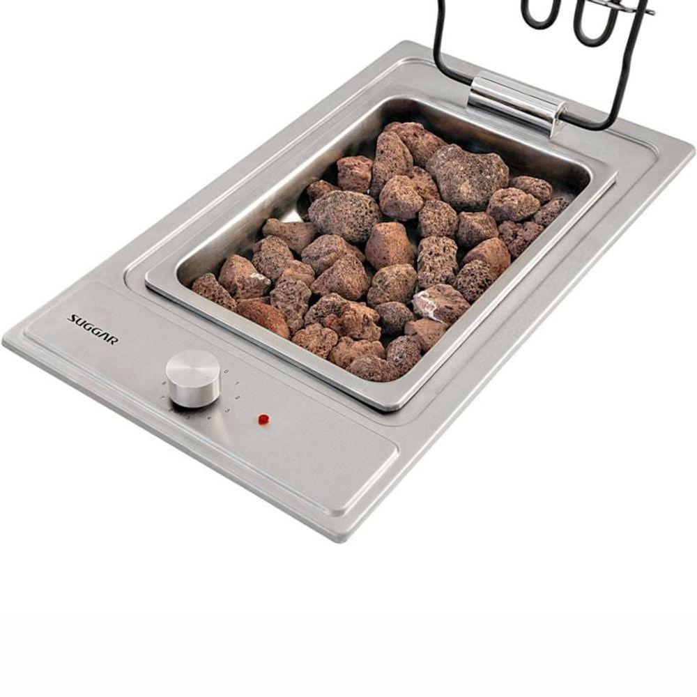 Miniatura Cooktop Elétrico Inox Barbecue Churrasqueira Com Grelha 220V