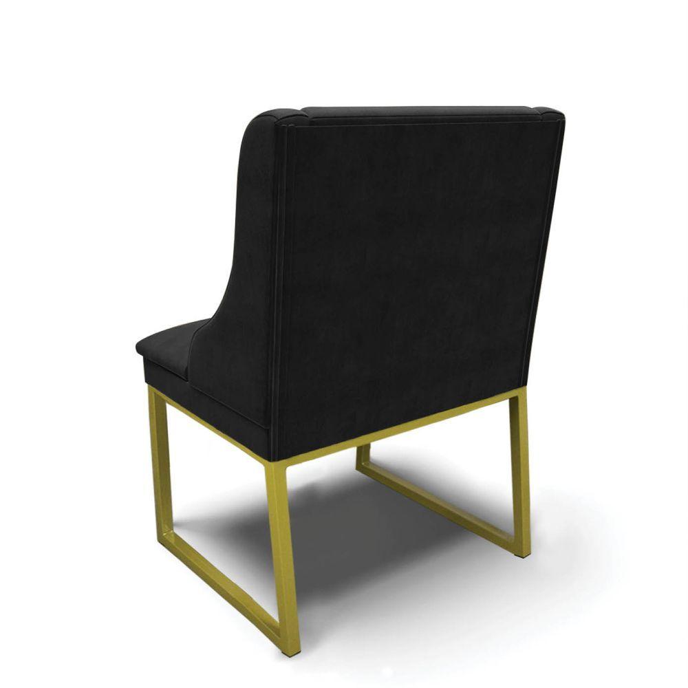 Miniatura Cadeira Sala De Jantar Industrial Dourado Liz Suede Preto D03 - D'rossi