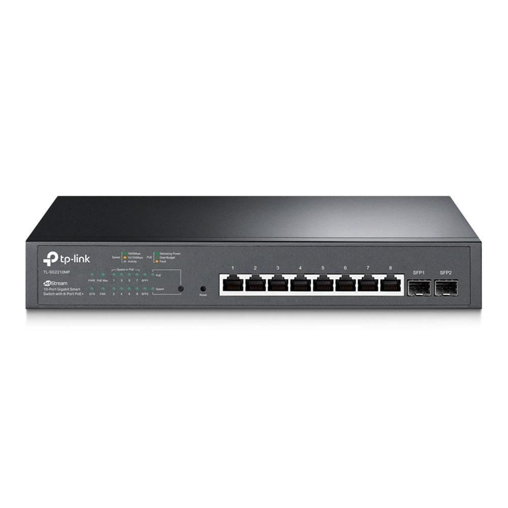 Miniatura Switch Tp-link Gigabit 8 Portas Poe+ E 2 Slots Sfp Jetstream