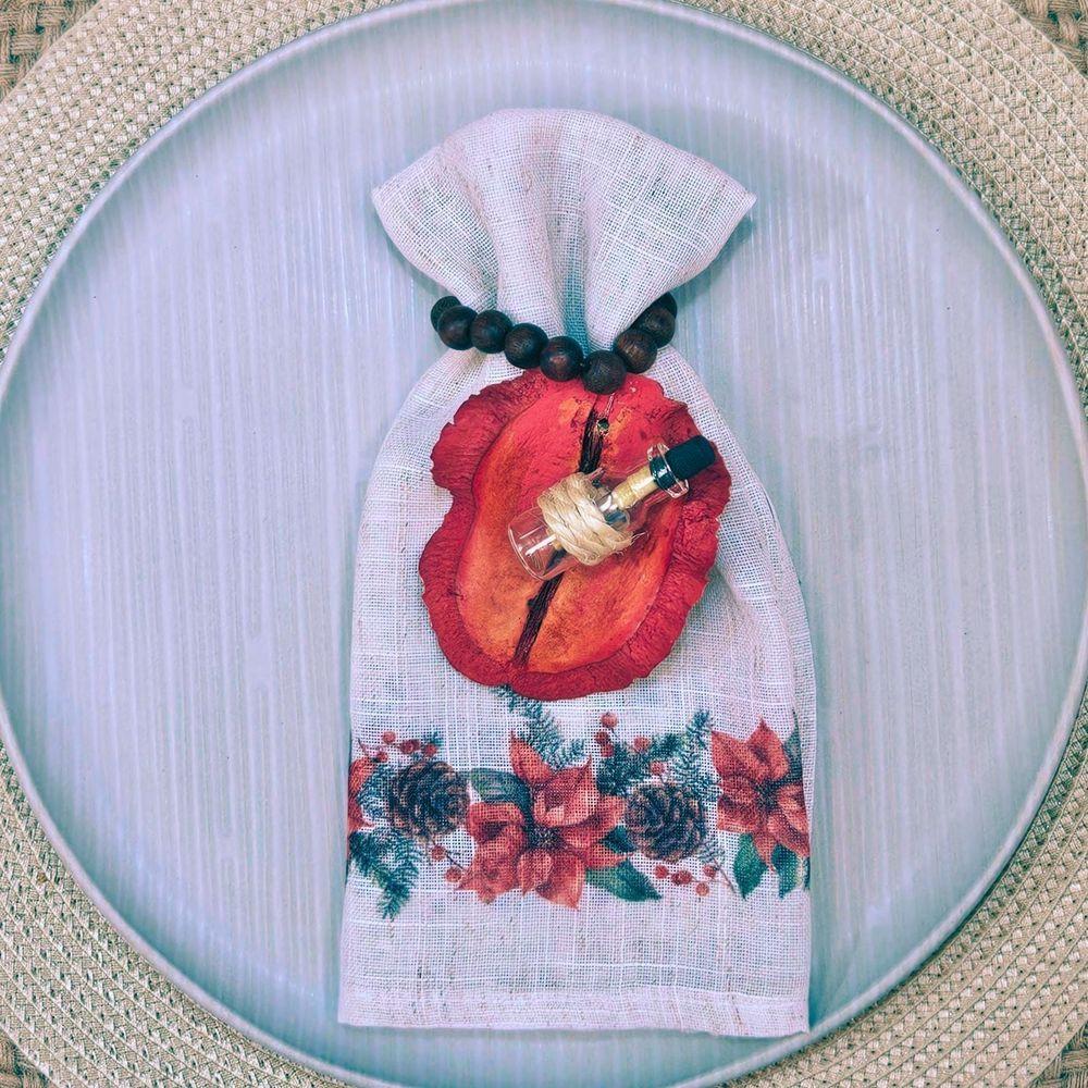 Miniatura Kit 6 Porta Guardanapos Biojoias Artesanal Sementes De Gratidão Vermelho