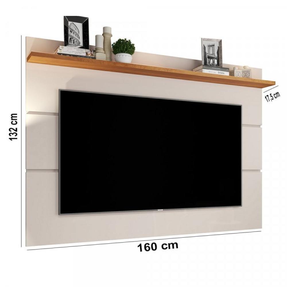 Conjunto Rack Vivare Wood e Painel para TV até 60 polegadas Vivare 1.6 Off White Nature Móveis Germai Off White Nature