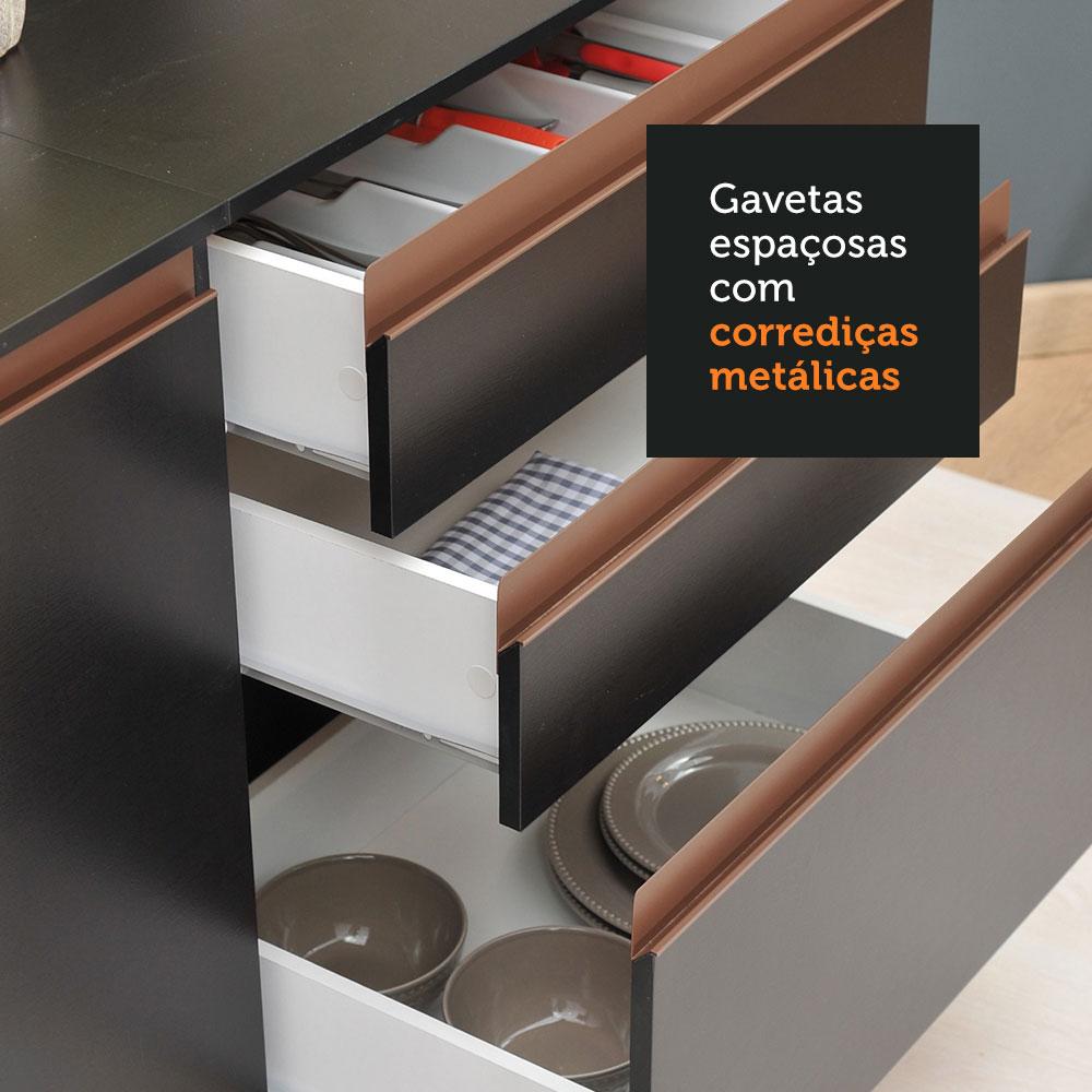 Armário de Cozinha Compacta Madesa Reims com Balcão 5 Portas 3 Gavetas Preto Preto