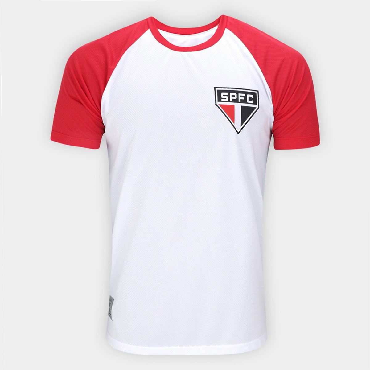 Miniatura Camiseta Raglan São Paulo RetrôMania Basic Masculina Branco+Vermelho - EGG