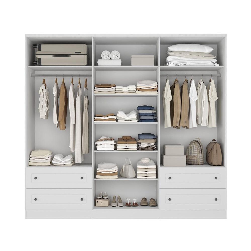 Miniatura Guarda-roupa Casal 6 Portas 4 Gavetas Fort Branco