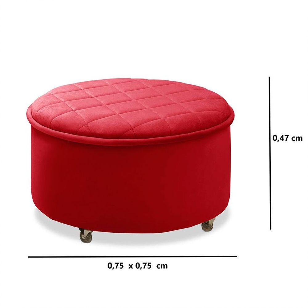 Miniatura Puff Sapateira Baú Decorativo Zeus Vermelho Soft