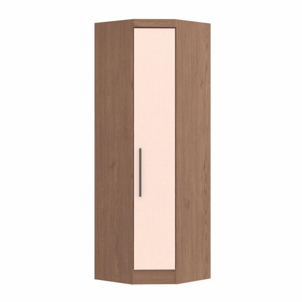 Miniatura Armário Guarda Roupa de Canto Oblíquo 1 Porta Infinity Móveis Castro Macadâmia/Blush Line
