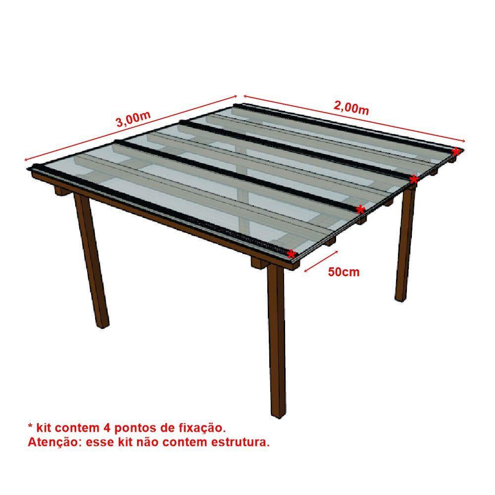 Miniatura Kit Policarbonato Cristal 4mm 3,00m X 2,00m - Perfis Naturais