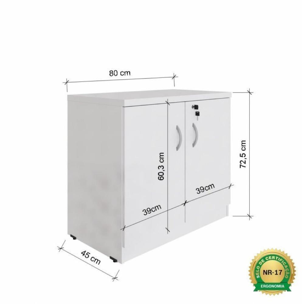 Miniatura Armário para Escritório Alto 2 Portas e Armário Baixo 2 Portas com Chave Espresso Móveis Cinza Cristal