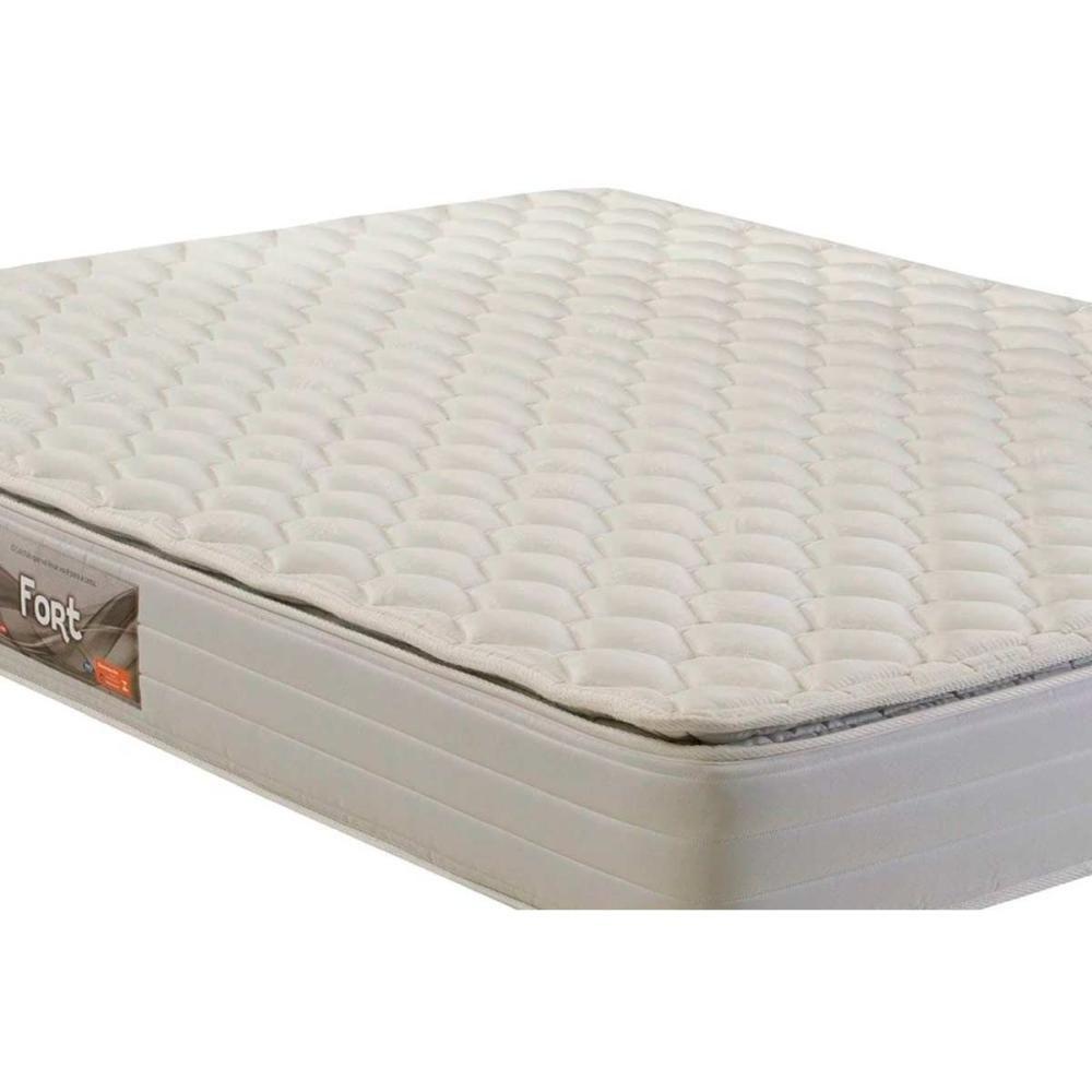 Miniatura Cama Box Baú Queen: Colchão Anatômico Herval Ag65 Firme Fort + Base Crc Courano White(158x198)