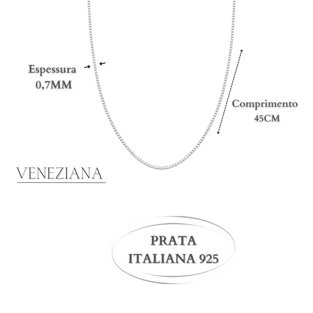 Miniatura Corrente E Pingente Triangulo Veneziana Prata Lei 925 45Cm