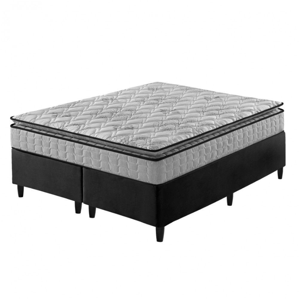 Miniatura Cama Box Queen Preto + Colchão Ortopedico Espuma D33 Pillow