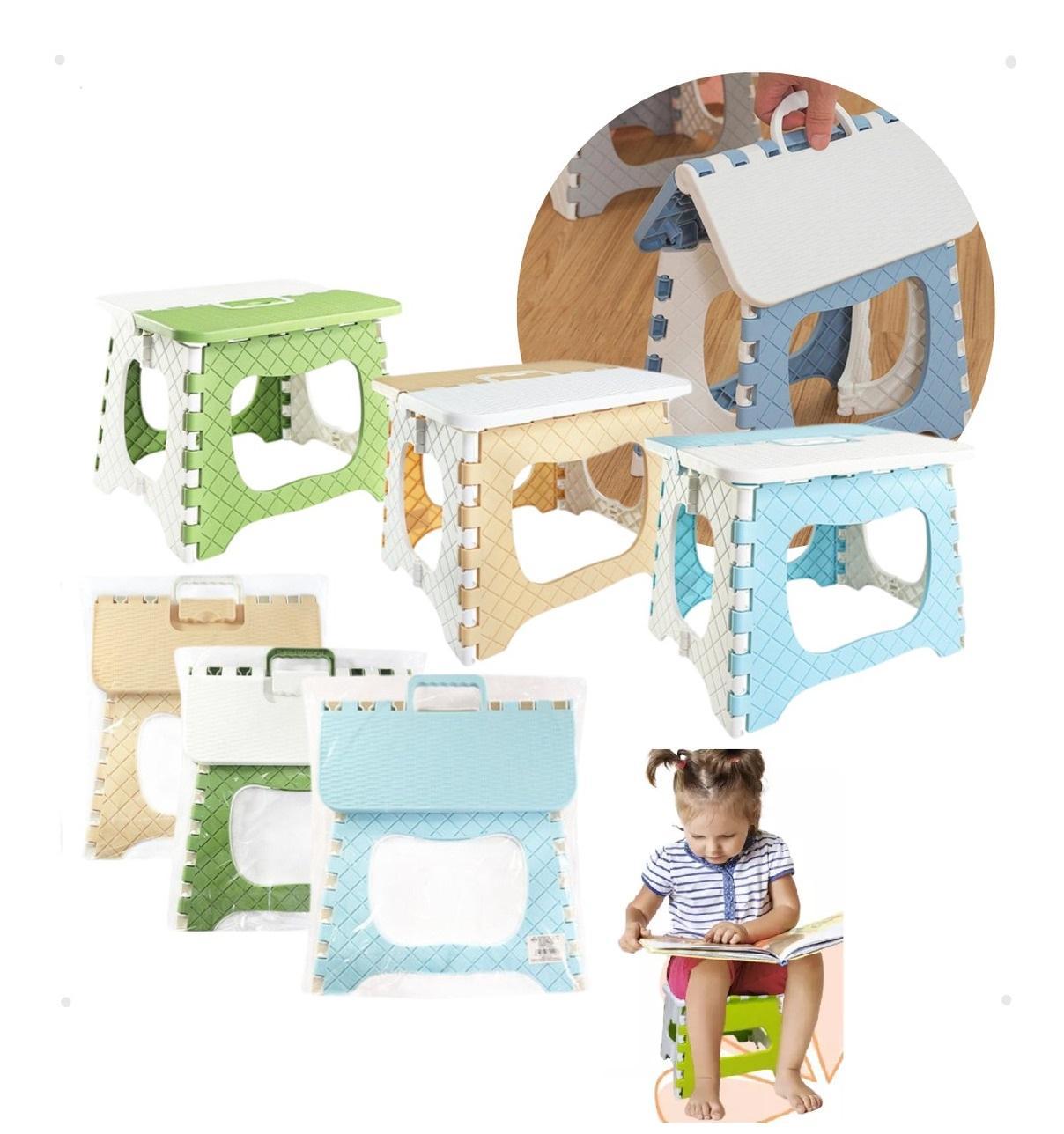 Miniatura Banquinho Dobrável Infantil Banqueta Alça Resistente