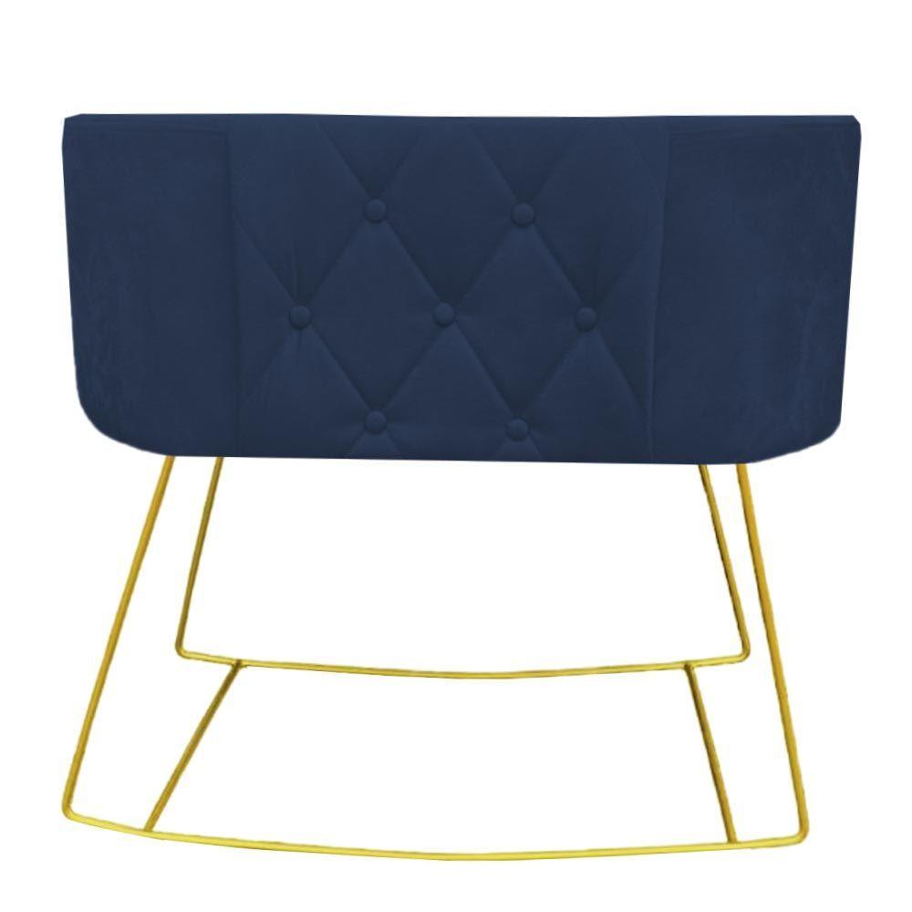 Miniatura Mini Berço Aconchego Com Balanço Suede Azul Marinho D'classe Decor