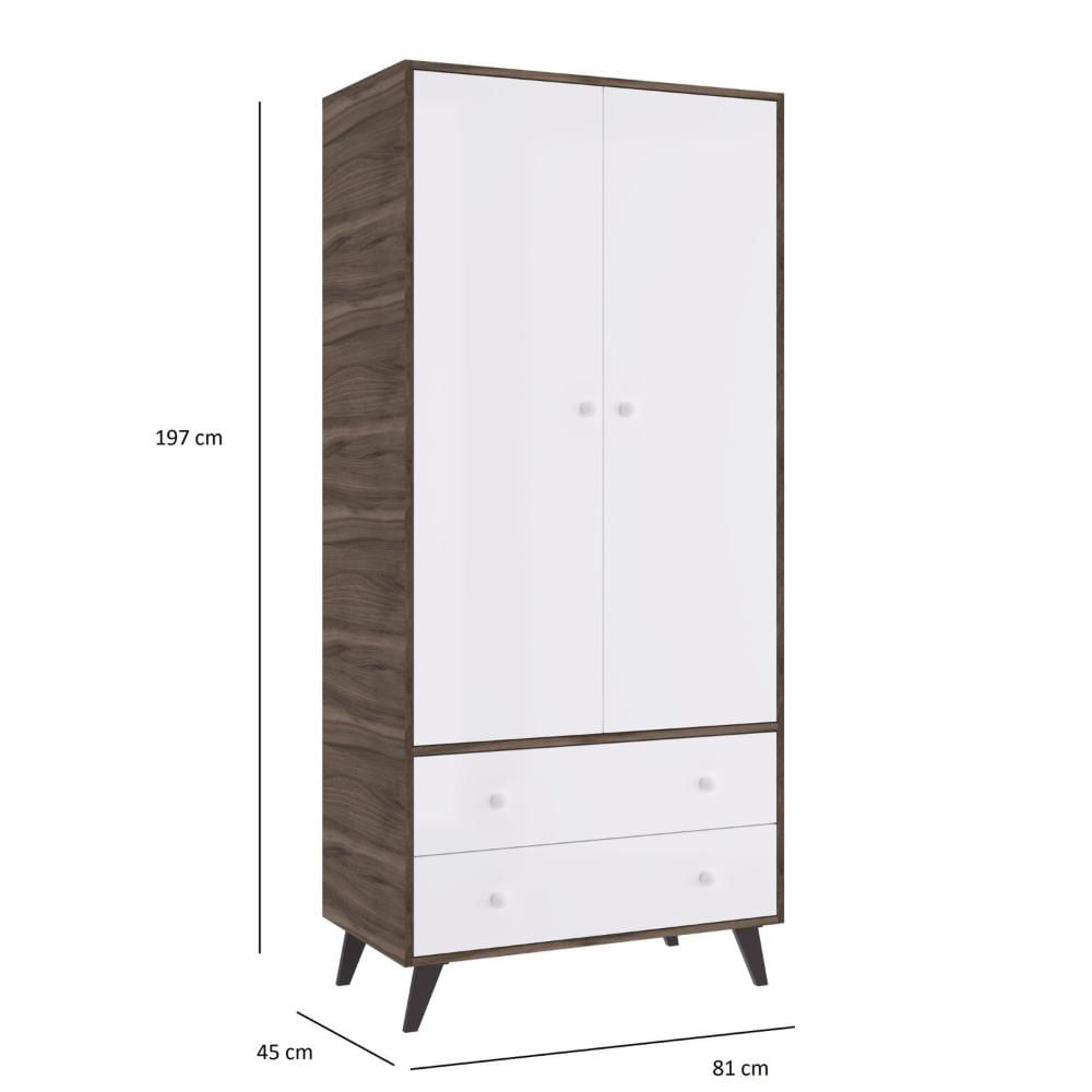 Miniatura Quarto de Bebê Completo Berço com Roupeiro 2 Portas 2 Gavetas Estrela Móveis Percasa Carvalho/Branco