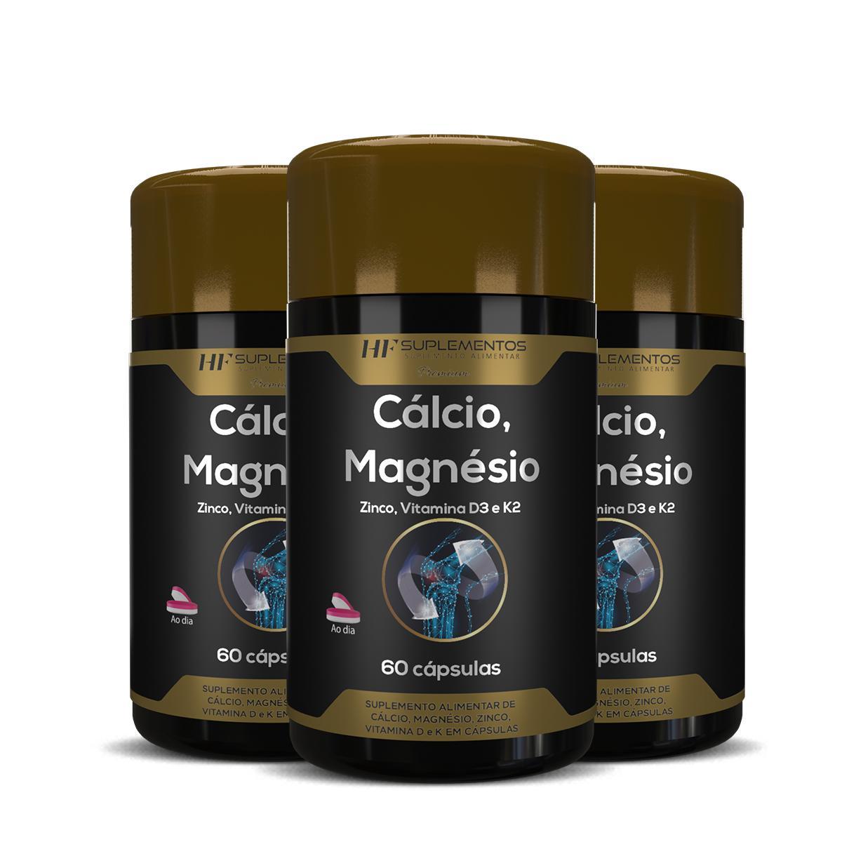 Miniatura 3X Calcio Magnesio Zinco Vit D3 K2 60Caps Hf Suplementos