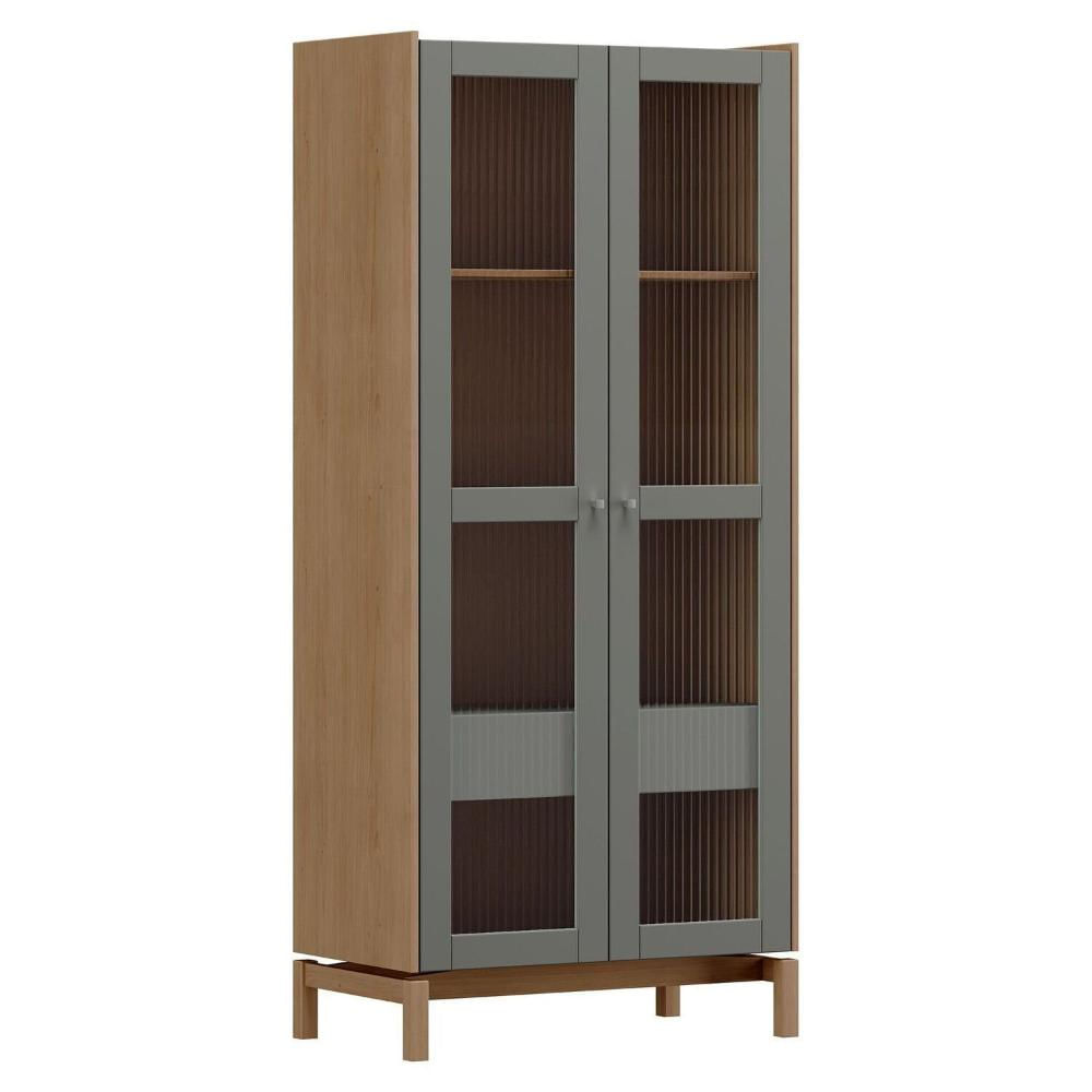 Miniatura Cristaleira 1,80 2 Portas 1 Gaveta Barcelona Oak/Ferrolack