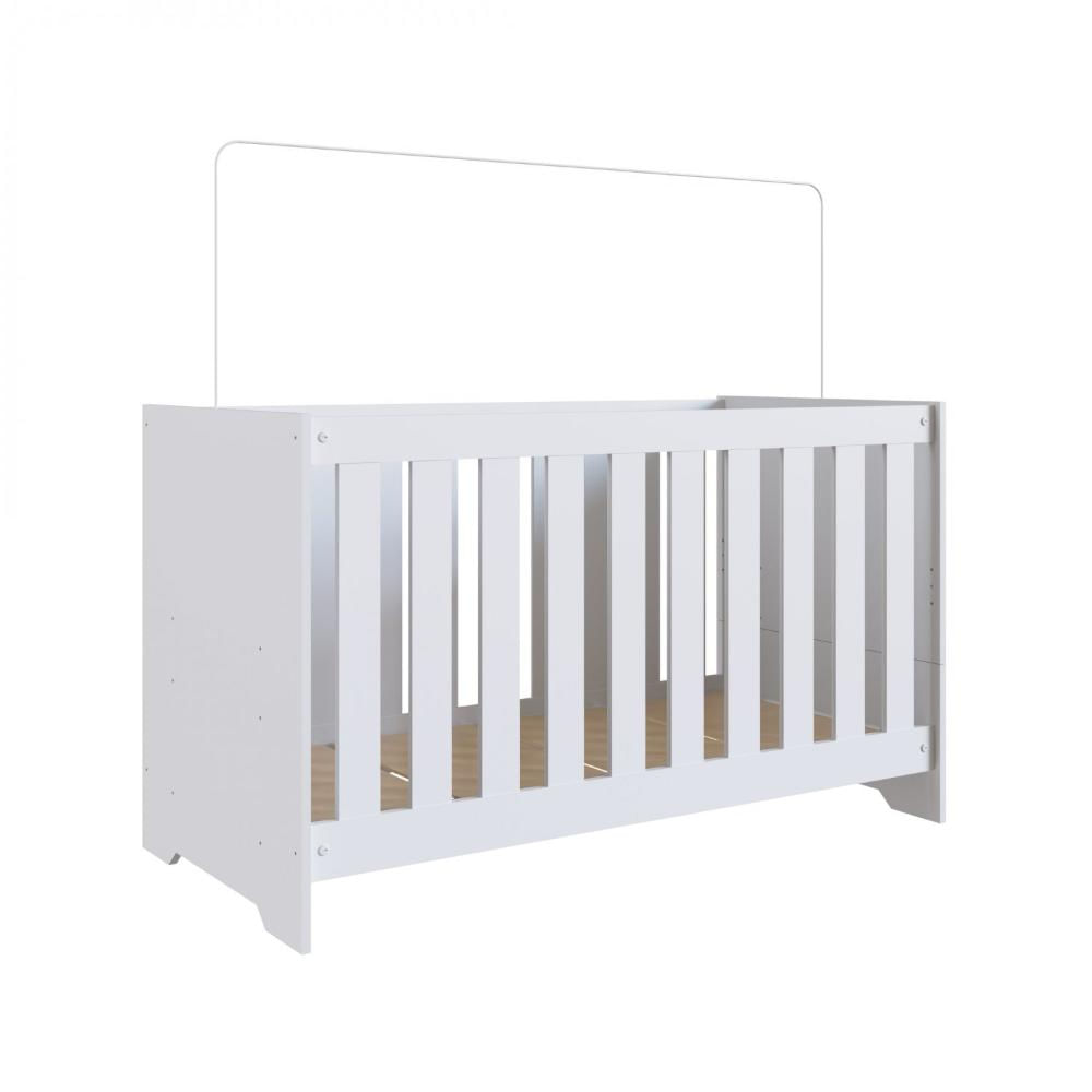 Miniatura Berço 3 em 1 Branco 133x64,8cm com Colchão Aconchego Completa Móveis Branco