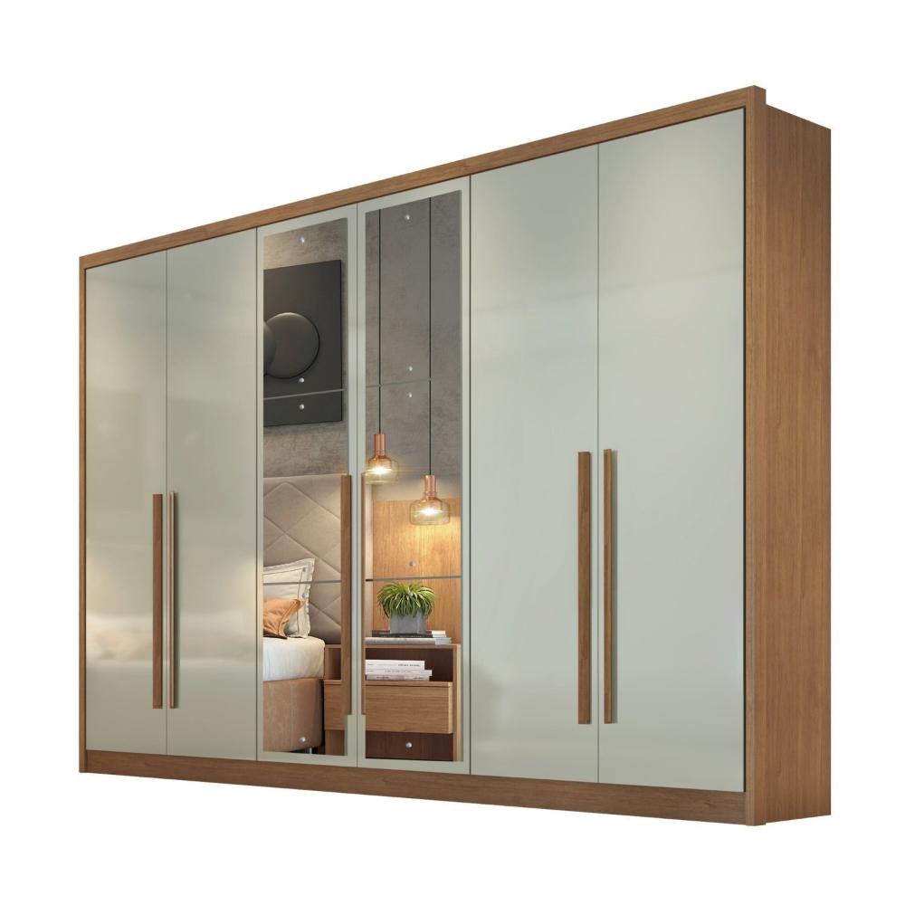 Miniatura Guarda Roupa 6 Portas 6 Gavetas com Espelho Reno Novo Horizonte Cumaru Fendi