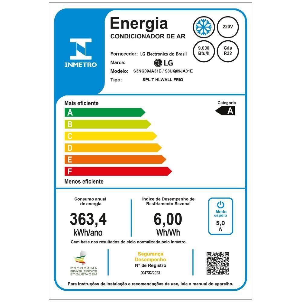 Ar Condicionado LG AI Smart Inverter Voice 9000 BTUs Frio