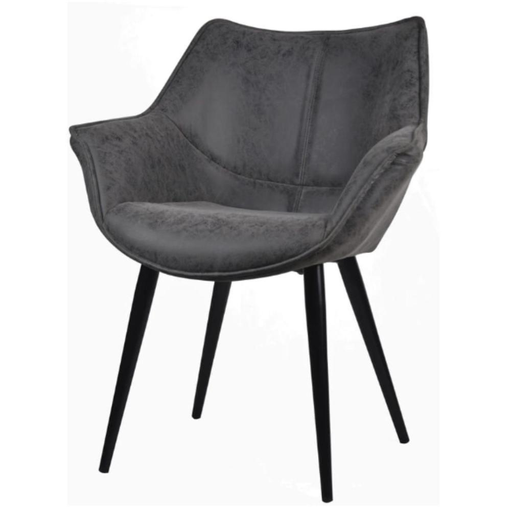 Miniatura Kit 2 Cadeiras Com Braços Cecilia Rivatti Revestida Em Pu Preto Base Aço