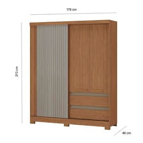 Guarda-Roupa Casal 1 Porta Correr Atualle Condor 3D Flex com Reflecta Acácia