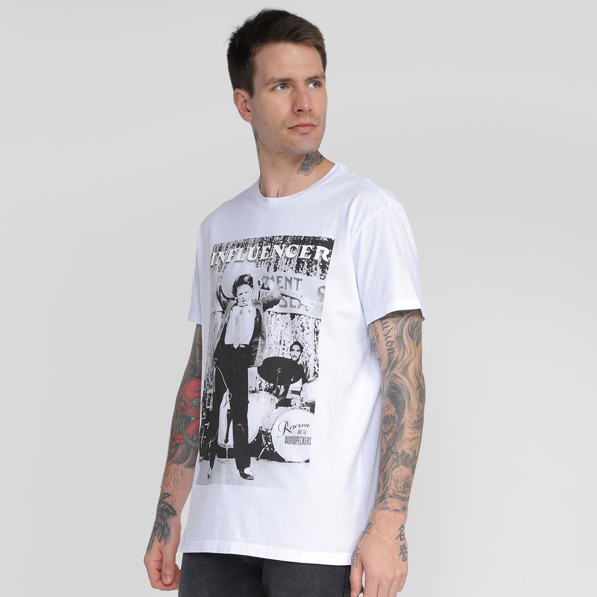 Miniatura Camiseta Reserva Influencer Guitarra Masculina Branco - M
