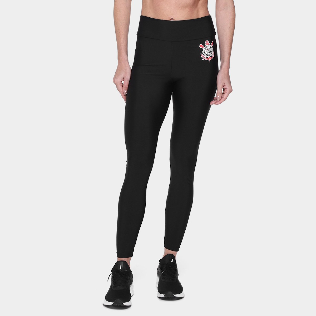 Miniatura Calça Legging Corinthians Coimbra Cintura Alta Feminina Preto - G