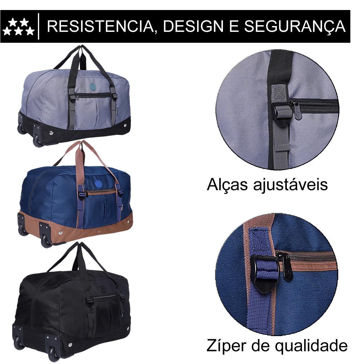 Miniatura Bolsa Mala Sacola De Viagem Com Rodas Reforçada - Cinza