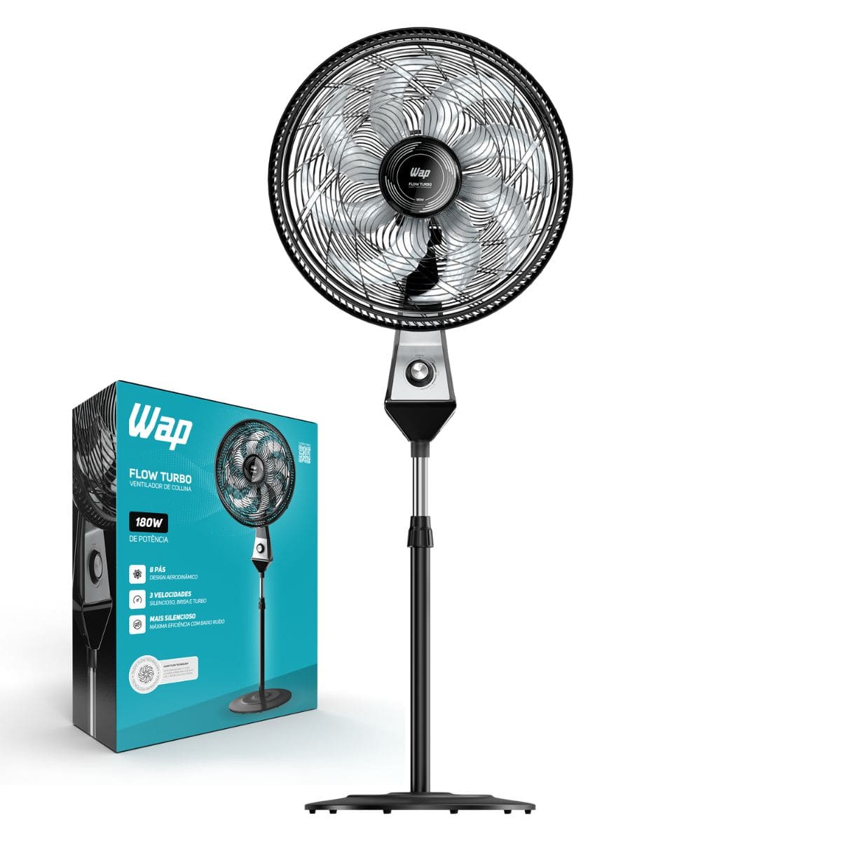 Ventilador Coluna 50cm 180w 8 Pás Silencioso Wap Flow Turbo Frequência 60 Hz 220V 220V