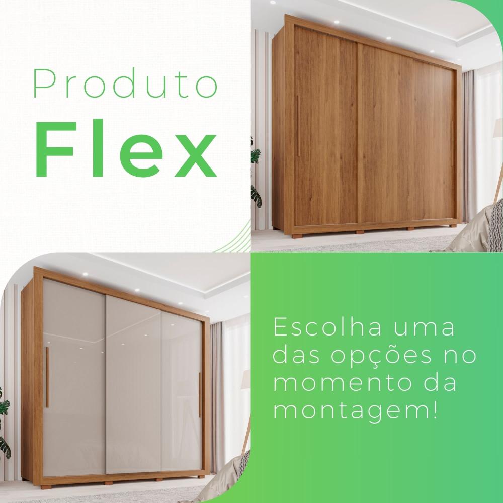 Guarda Roupa Casal 3 Portas 4 Gavetas Costa Rica Cinamomo / Off White