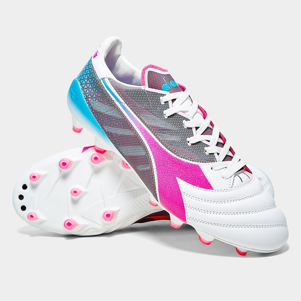 Miniatura Chuteira Campo Diadora Brasil Elite Veloce Gr Ita Lpx Unissex Branco+Azul - 38