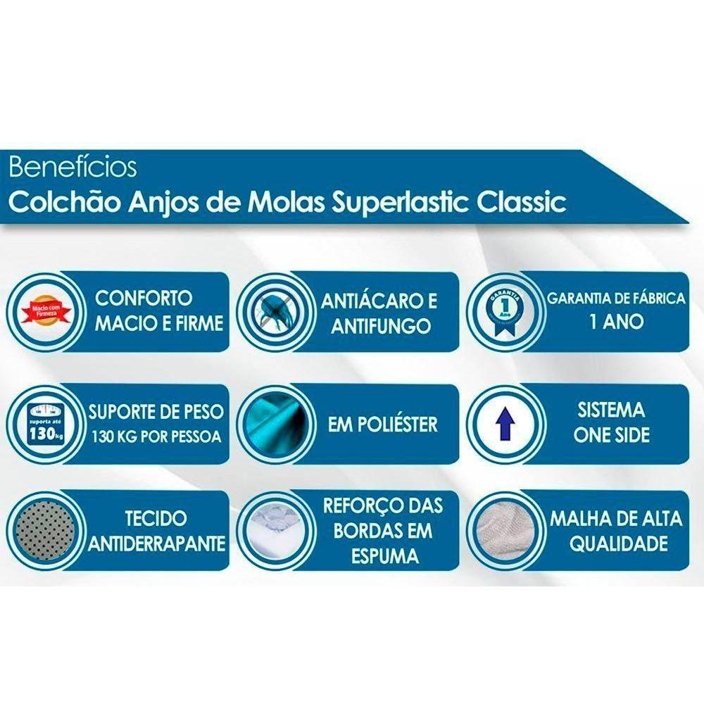 Miniatura Cama Box Baú Queen: Colchão Molas Anjos Superlastic Classic + Base Crc Suede Black(158X198)