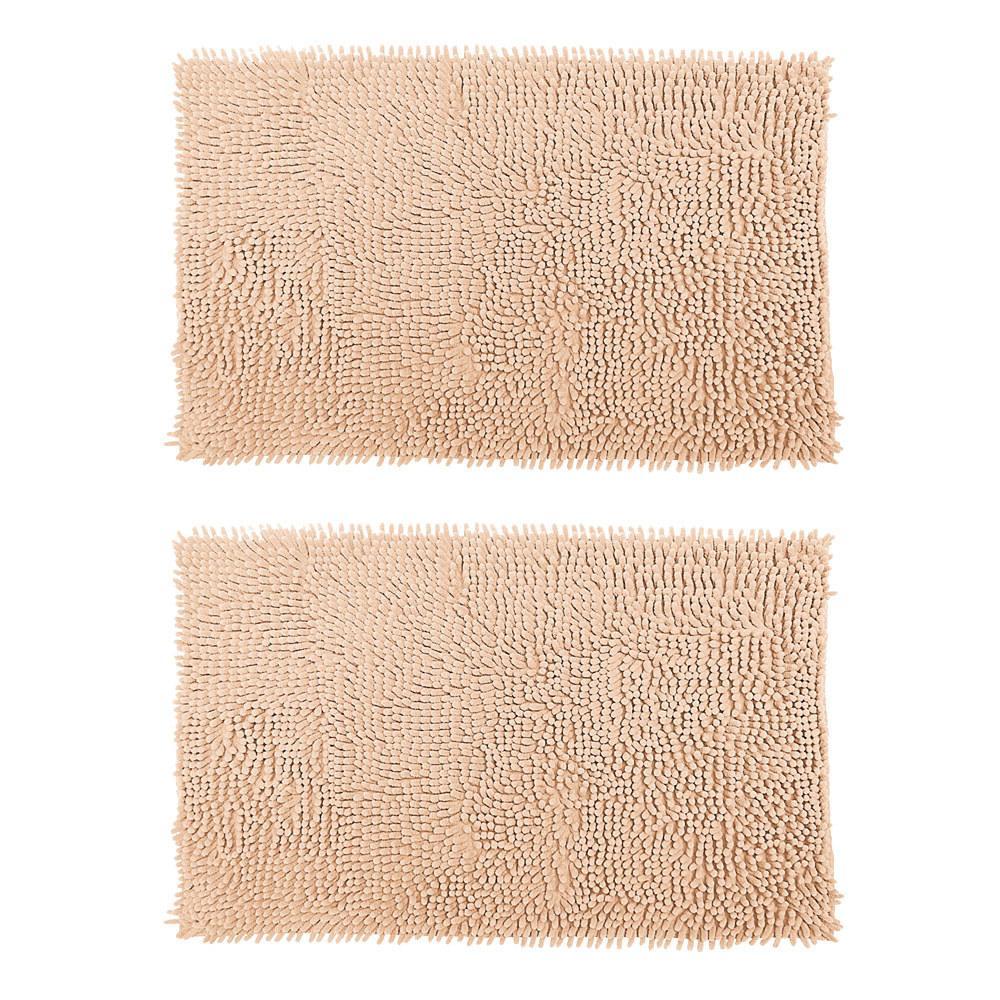 Kit 2 Tapetes Bolinhas Macio 38X58Cm Banheiro Bege
