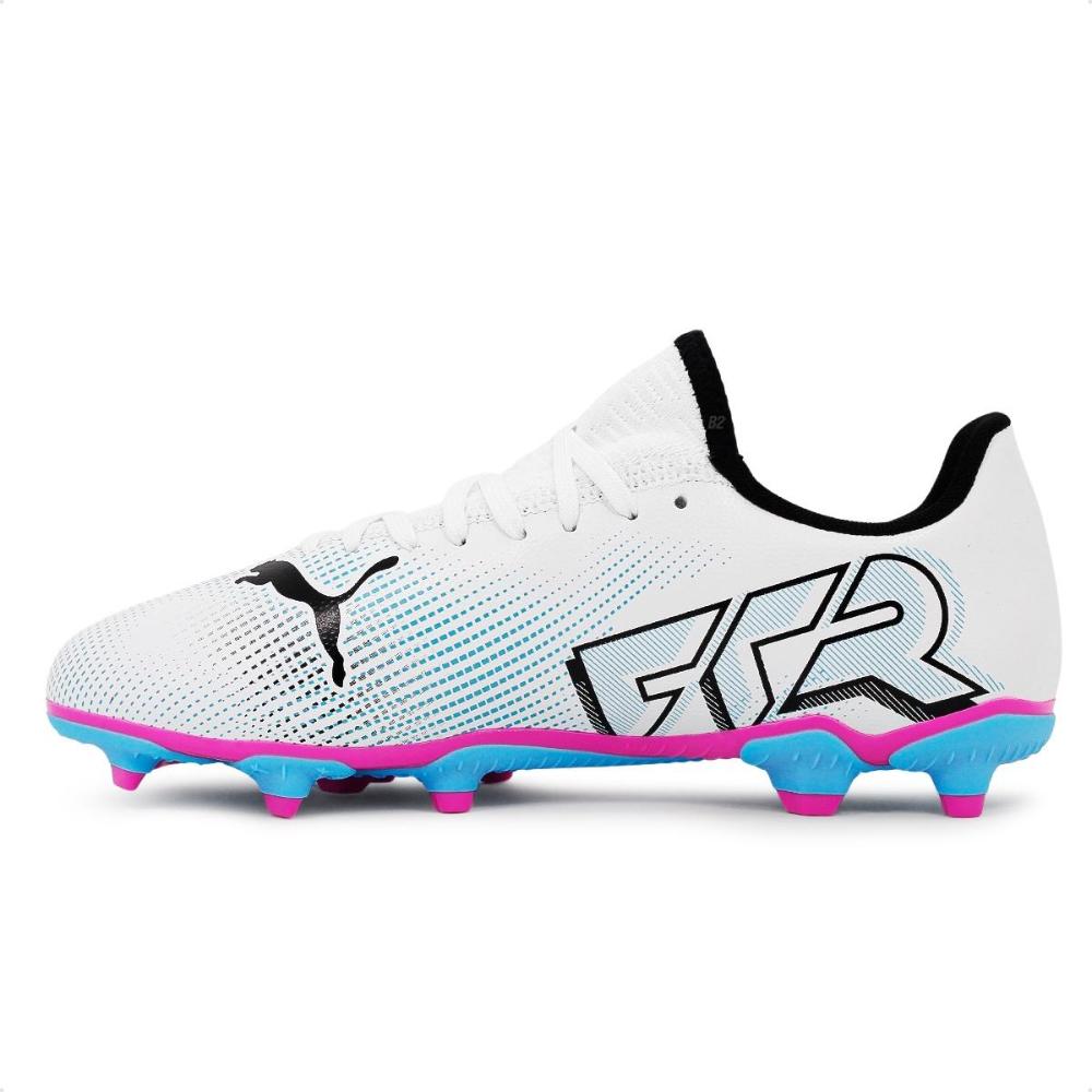 Miniatura Chuteira Campo Puma Future 7 Play FG/AG Juvenil Branco / Azul Claro - 34