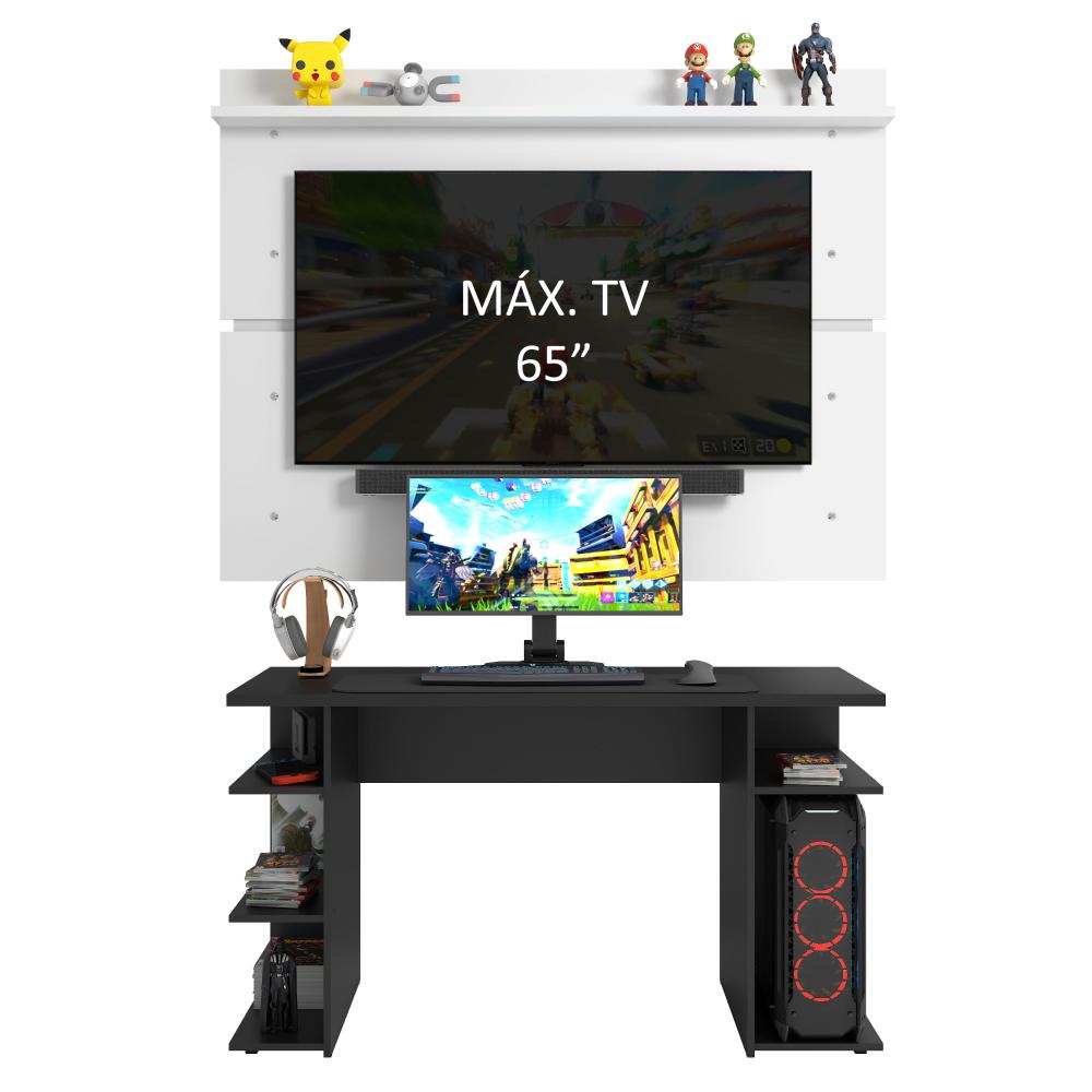 Miniatura Mesa para Computador Gamer e Painel TV Madesa - Preto/Branco Preto/Branco