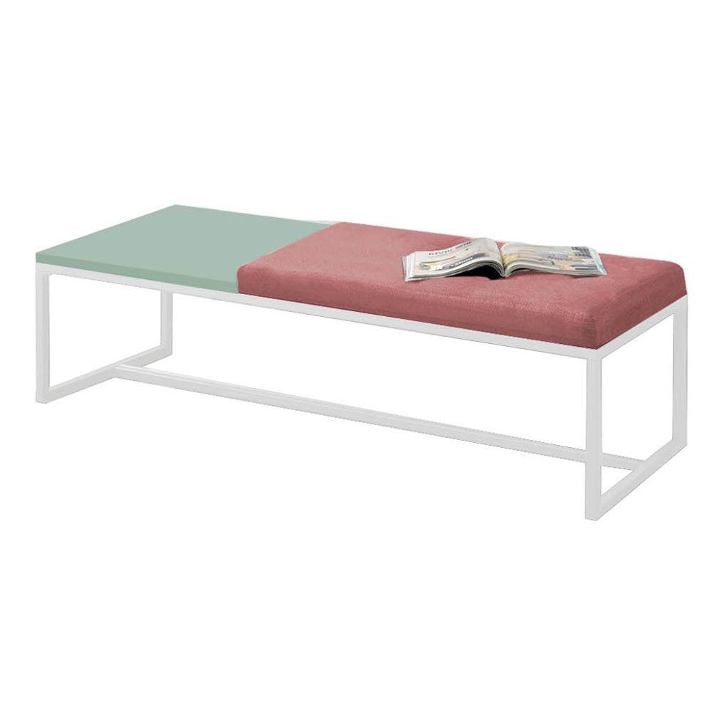 Miniatura Calçadeira Recamier Londres 140cm Branco Suede Rose Mdf Verde - Ahazzo Móveis