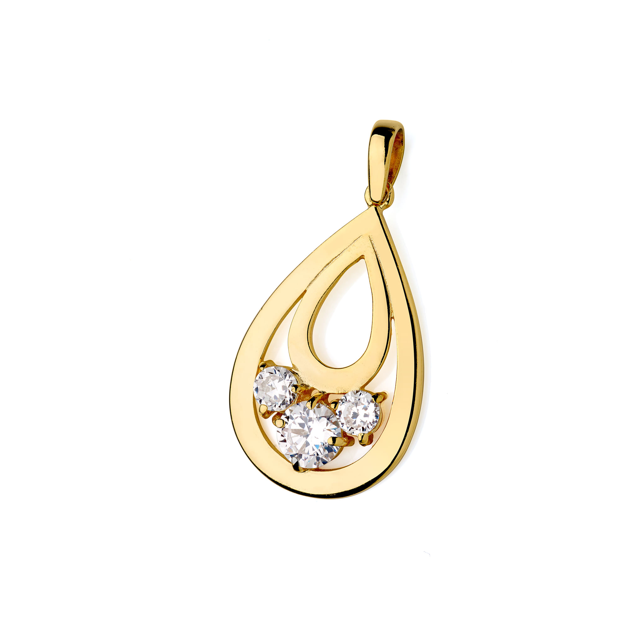Miniatura Pingente folheado a ouro 18k, com 10 microns, 5,4g, 2 Zircônias