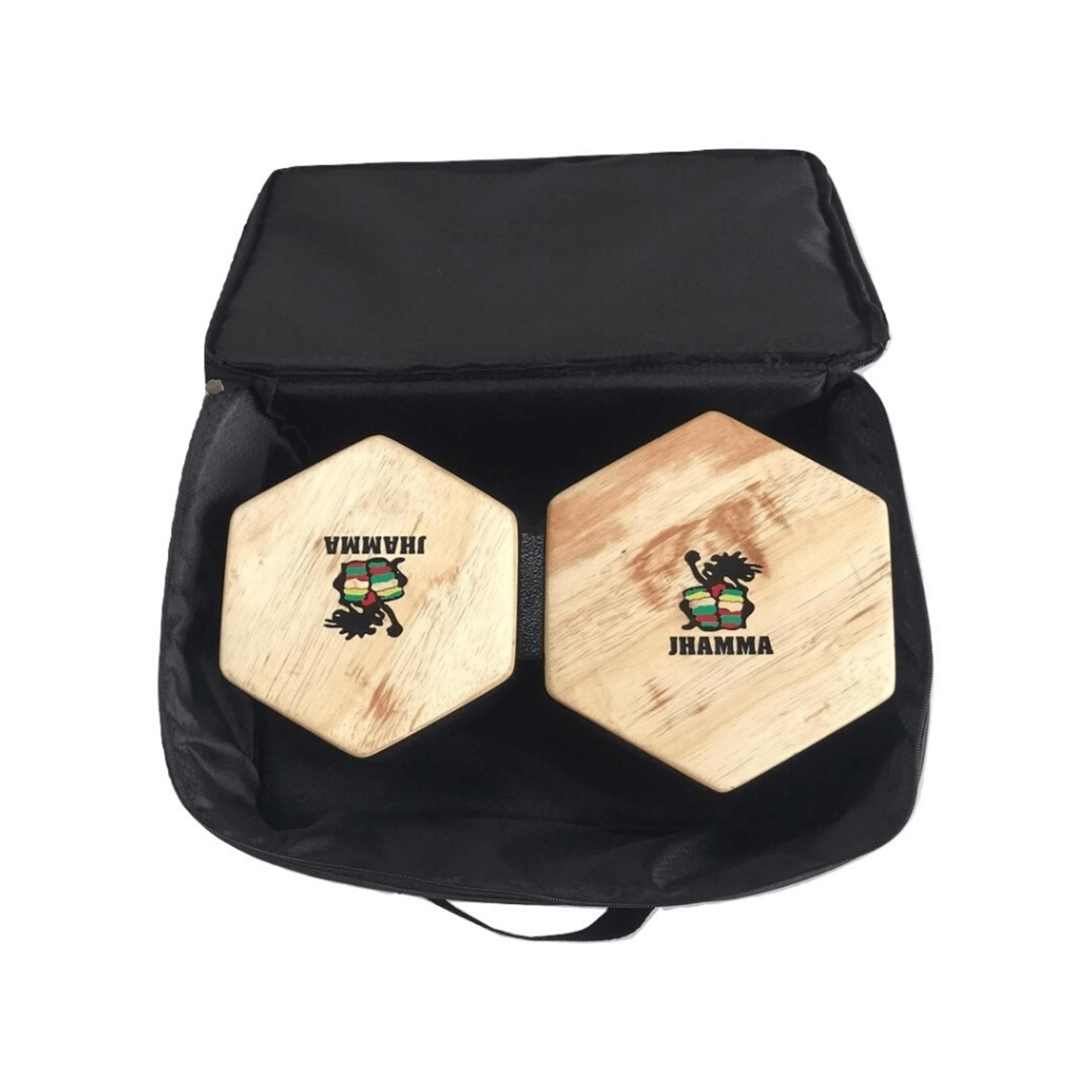 Miniatura Bongô Hexagonal + Bag De Transporte Jhamma Percussões Black