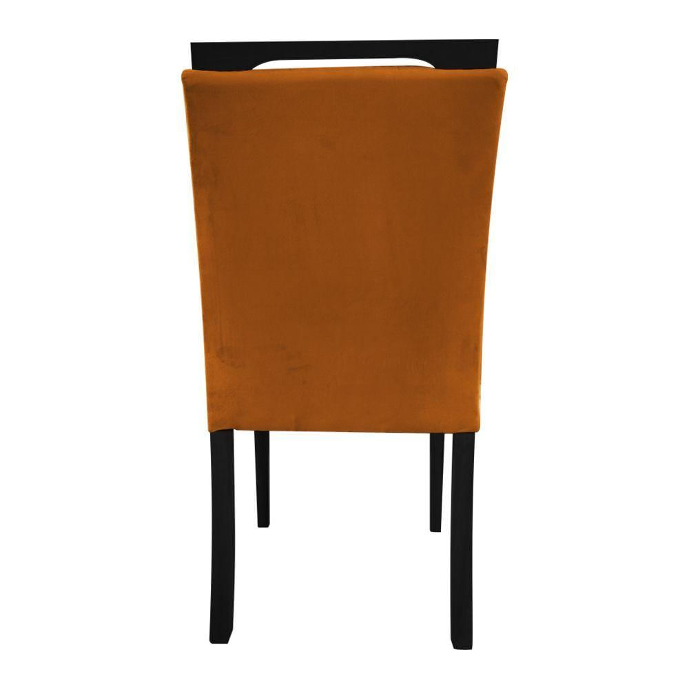 Miniatura Kit 2 Cadeiras De Jantar Vitória Estofado Veludo Terracota Base Madeira Maciça Preto