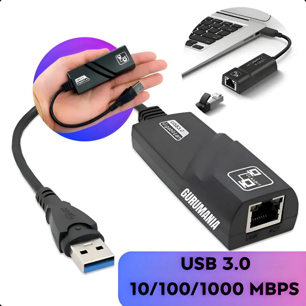 Miniatura Adaptador Ethernet Usb 3.0 Rj45 Placa De Rede Gigabit 10/100